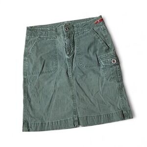 Y2K Worn Green Cargo‎ Mini Skirt Utility Pockets WB6033 WX601-92 Sz 6 Gorpcore